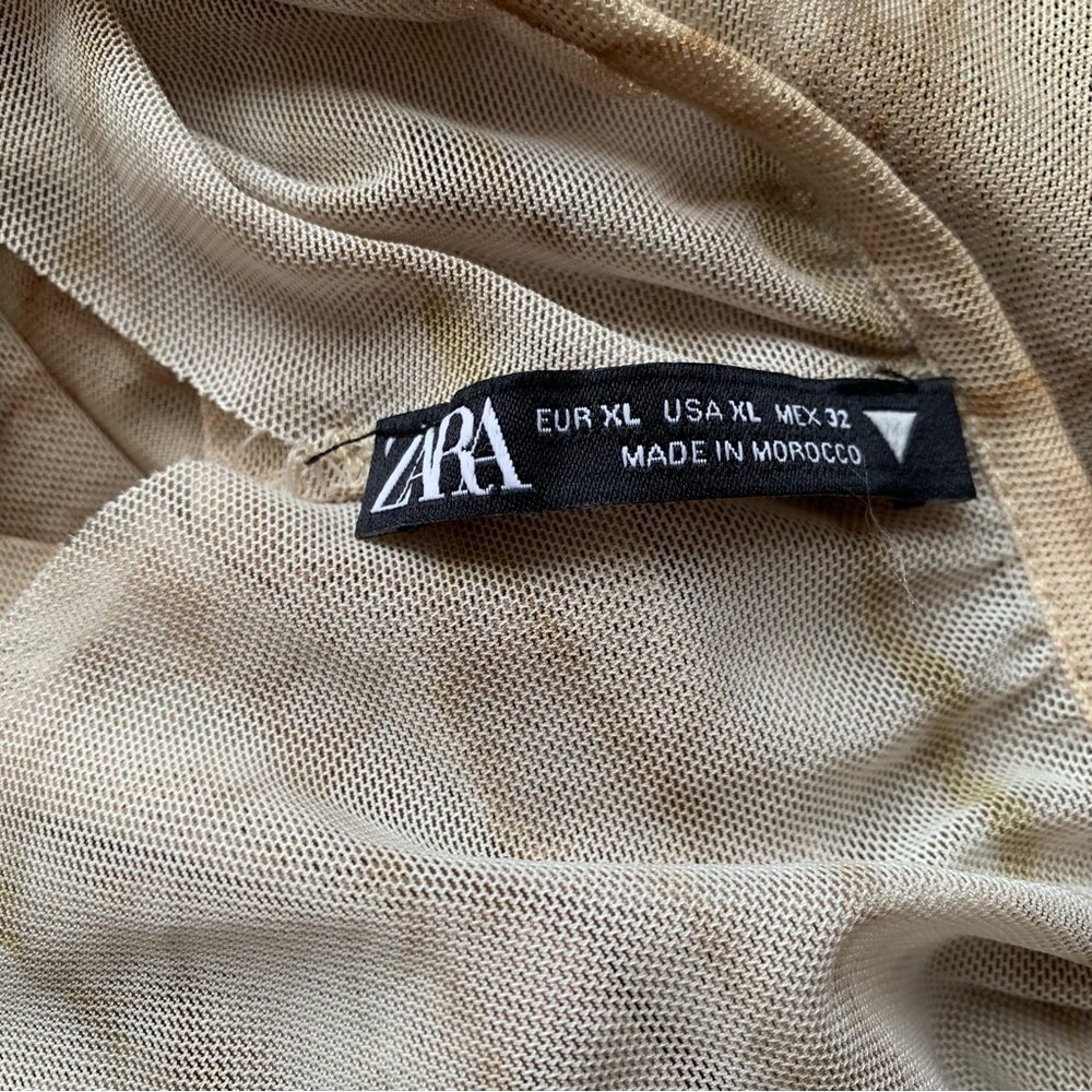 Zara Tan and Brown Asymmetrical Ruched Cocktail Dress - Picture 12 of 15